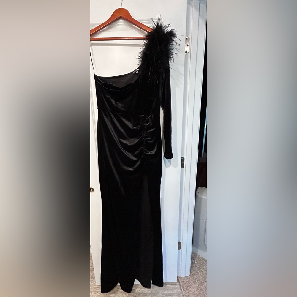 Black velvet long gown